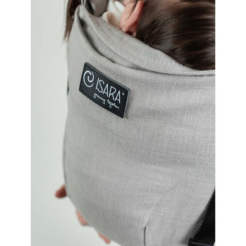 Isara The One - Misty Linen baby carrier in sage green, showcasing premium quality, soft, and breathable linen fabric | Babymaxi