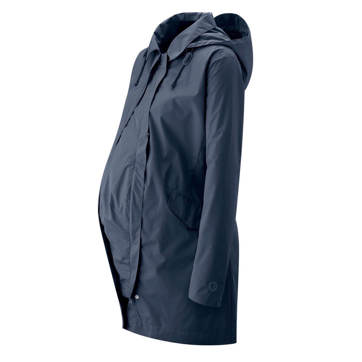 Mamalila Dublin Babywearing Coat – Navy side view, perfect for pregnancy and babywearing | Babymaxi