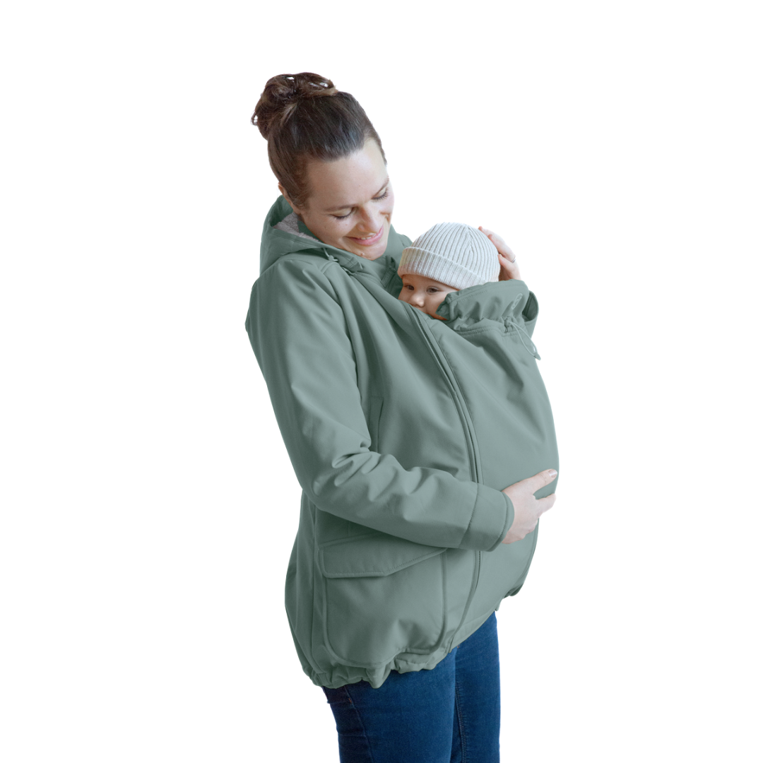 Mamalila Winter Softshell Baby Draagzak Jas - Agave