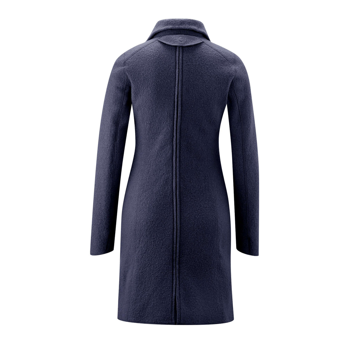 Back view of Mamalila Eco Wool Babywearing Coat Oslo - Navy showcasing its elegant design and natural warmth | Babymaxi