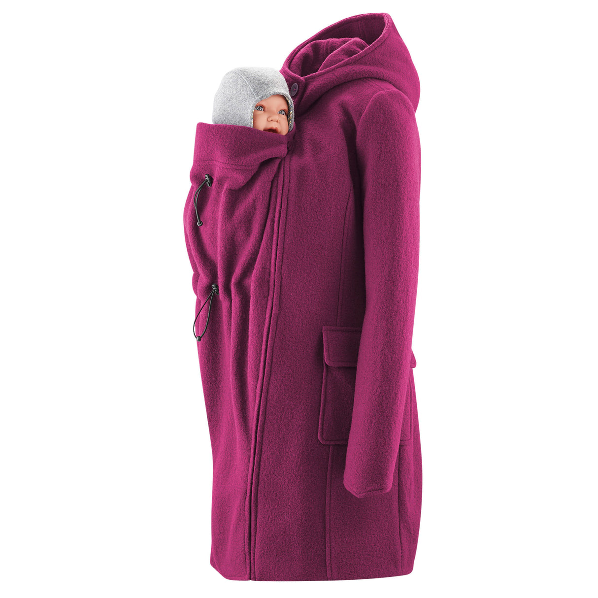 Mamalila Hooded Baby Draagmantel Vienna - Berry