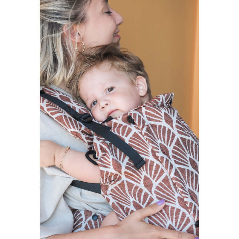 Neko Switch Toddler - Mocha carrier in use, featuring ergonomic design for toddlers up to preschool age | Babymaxi
