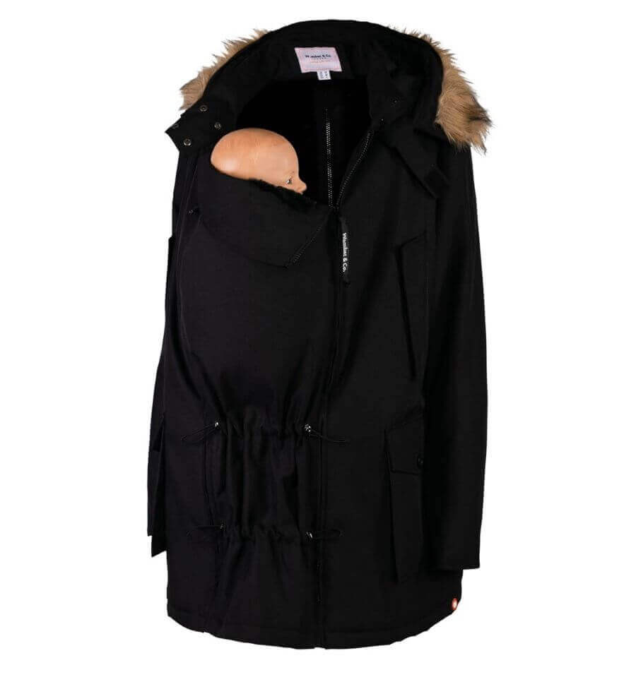 Wombat & Co. London - Bandicoot Baby Carrier Coat for Men - Black, stylish babywearing coat for dads with a baby holder | Babymaxi