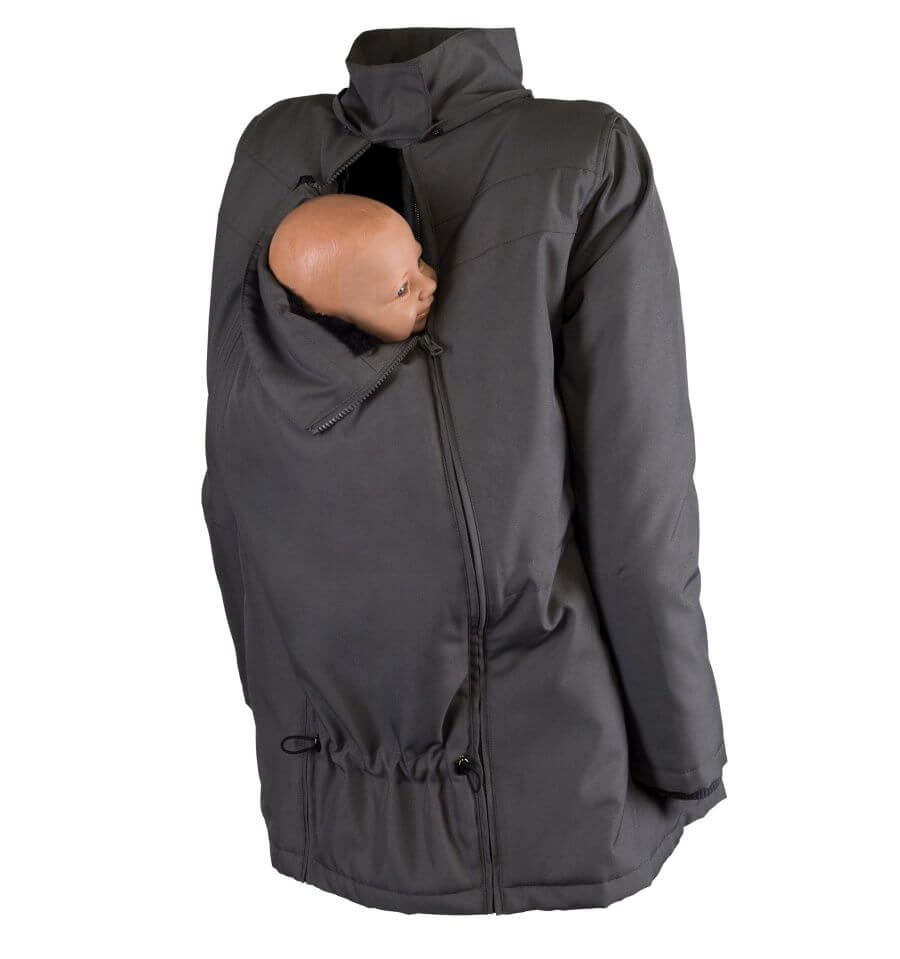 Wombat & Co. London - Wallaby Babywearing Coat - Grey & Black with baby carrier feature | Babymaxi