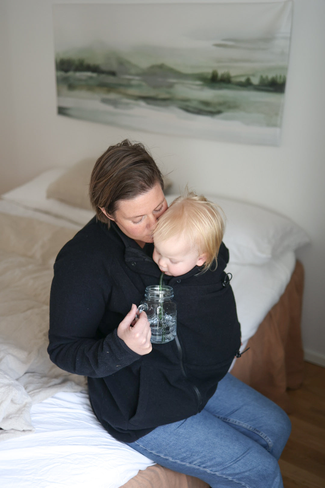 Mamalila Basel Baby Draagzak Fleece Jas – Black