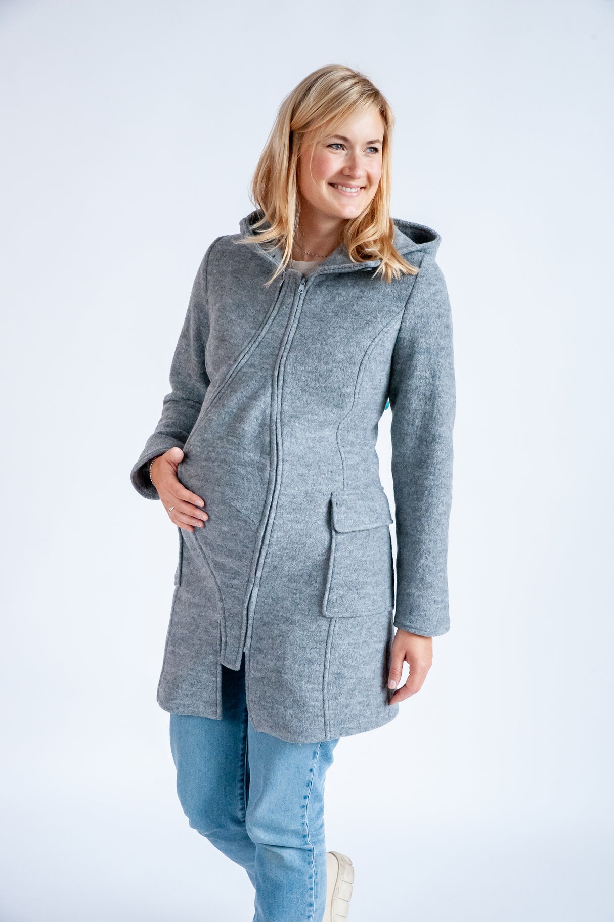 Mamalila Hooded Baby Draagmantel Vienna - Light Grey