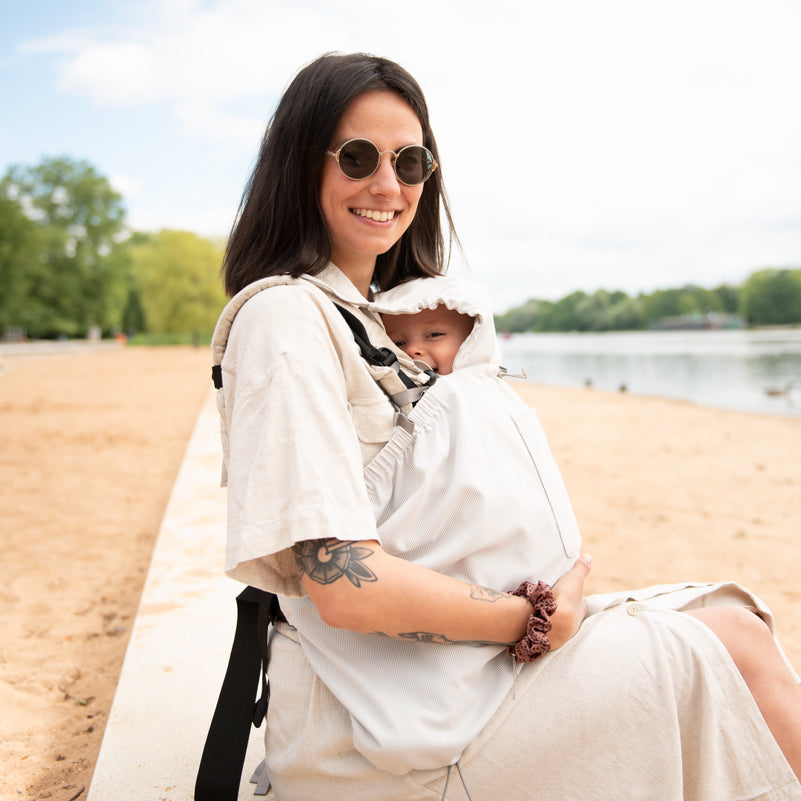 Zonneklep voor Baby Draagzak - Grijs Gestreept