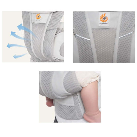 Ergobaby Omni Breeze - Onyx Black showcasing SoftFlex™ Mesh for breathability and comfort | Babymaxi