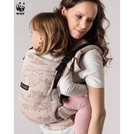 Isara The One - Wildlife Sandy, WWF Collaboration baby carrier with child, ergonomic design for comfort and longevity | Babymaxi
