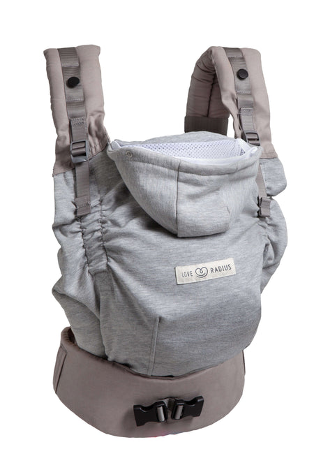 Love Radius HoodieCarrier 2 - Athletic Grey with 3D fit for newborns and toddlers, adjustable full buckle design | Babymaxi