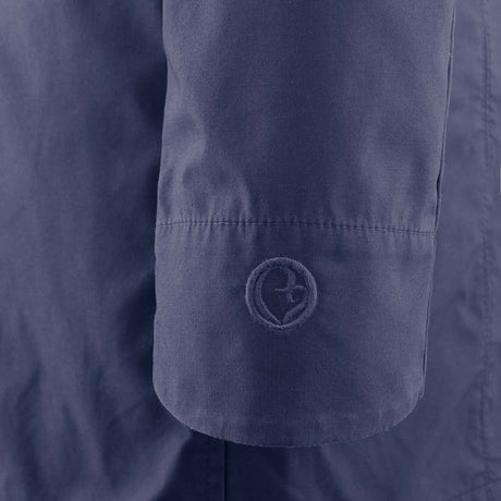 Detail of the Mamalila Berlin All Season Babywearing Coat – Navy showing sleeve embroidery | Babymaxi