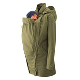 Mamalila Dublin Babywearing Coat – Khaki with baby, practical design for year-round use | Babymaxi