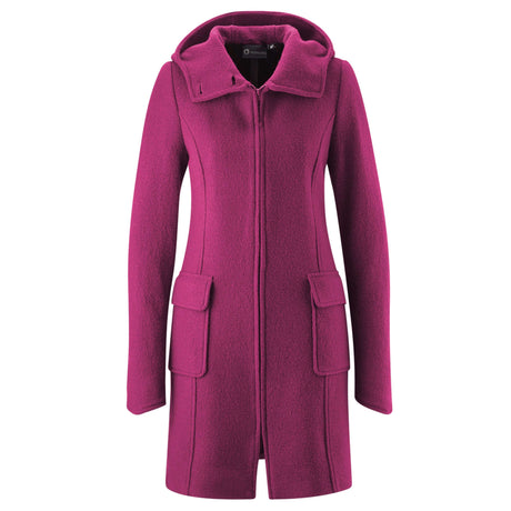 Mamalila Hooded Babywearing Coat Vienna - Berry, stylish boiled wool coat with pockets, hood, and windproof lining | Babymaxi