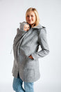 Mamalila Hooded Babywearing Coat Vienna - Light Grey with adorable baby in cozy hood | Babymaxi