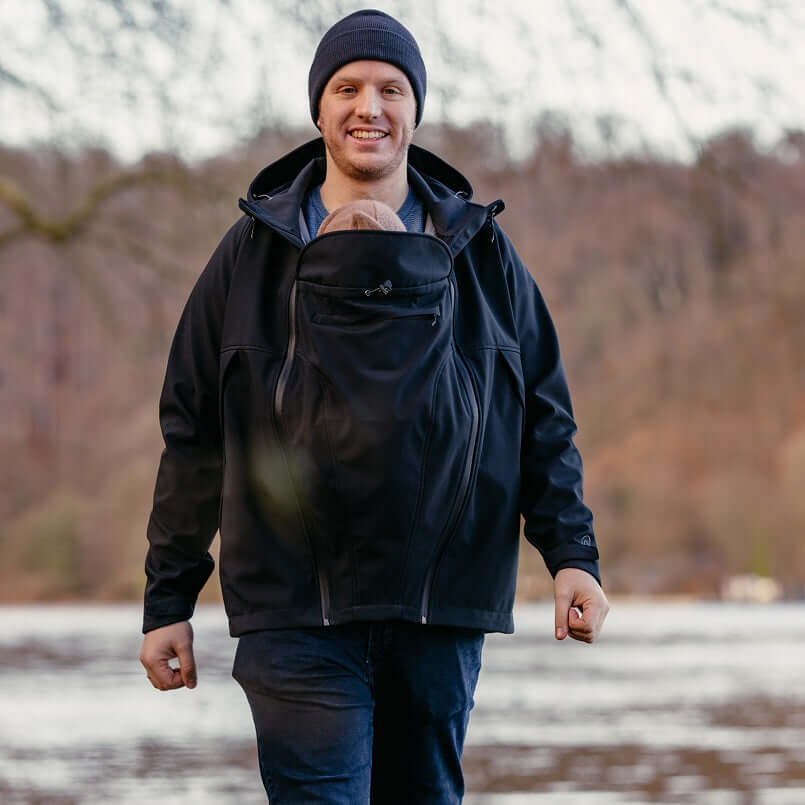 Baby draagjas voor mannen: Mamalila Softshell Allrounder - Black