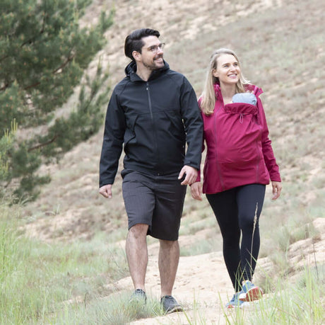 Mamalila Softshell Allrounder Babywearing Jacket for men - Black, waterproof and windproof jacket for outdoor parenting | Babymaxi