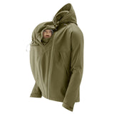 Mamalila Softshell Allrounder Babywearing Jacket for men - Khaki with child insert, waterproof and eco-friendly | Babymaxi