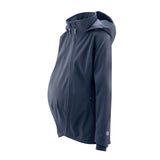 Mamalila Softshell Babywearing Jacket Allrounder - Navy showing side view, perfect for versatile weather | Babymaxi