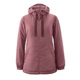 Mamalila Boston Babywearing Jacket Dark Rose, front view for solo wear with hood