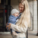 Mom using Quokkababy E-Carrier - Blue Vibes with her baby, showcasing comfort and style | Babymaxi