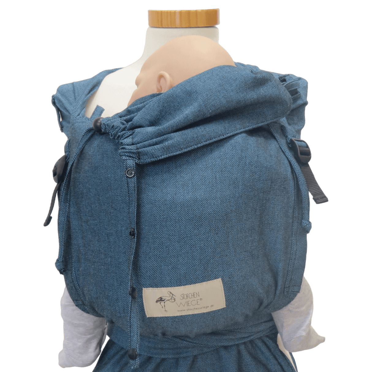 Storchenwiege Bondima Wrap Baby Carrier - Turquoise demonstrating ergonomic design and comfort for parents and babies | Babymaxi