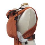 Storchenwiege Talemo Baby Carrier - Terra in an adjustable design, showcasing buckle and wrap-style straps for custom fit | Babymaxi