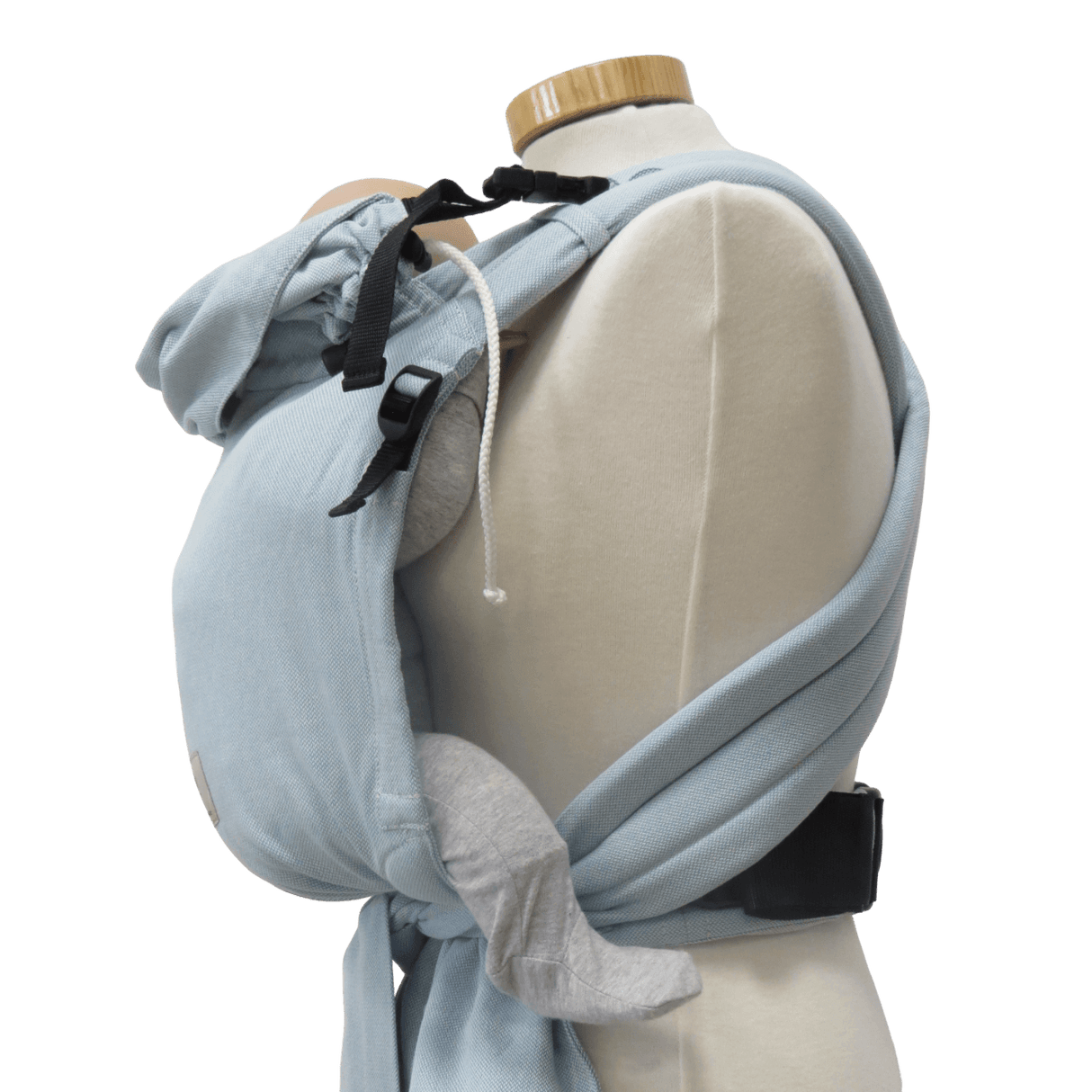 Storchenwiege Talemo BabyCarrier - Aqua showing optimal adjustability with a cozy wrap-style design | Babymaxi