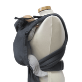 Storchenwiege Talemo Half-Buckle Baby Carrier - Graphite on mannequin, showcasing adjustable design and comfort | Babymaxi