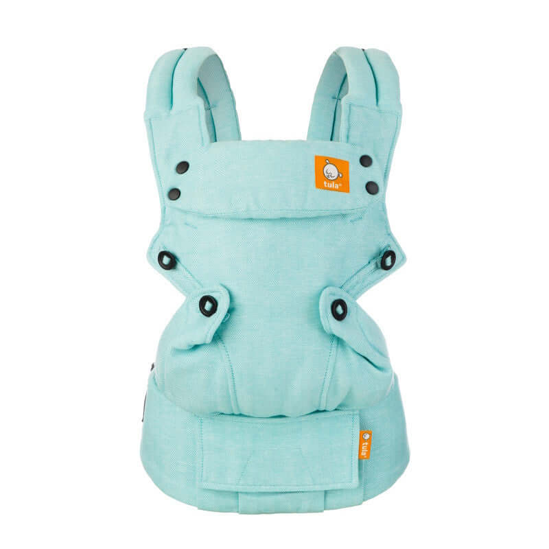 Tula Linen Explore - Robin ergonomic baby carrier in mint green, adjustable and feature-rich for newborns to toddlers | Babymaxi