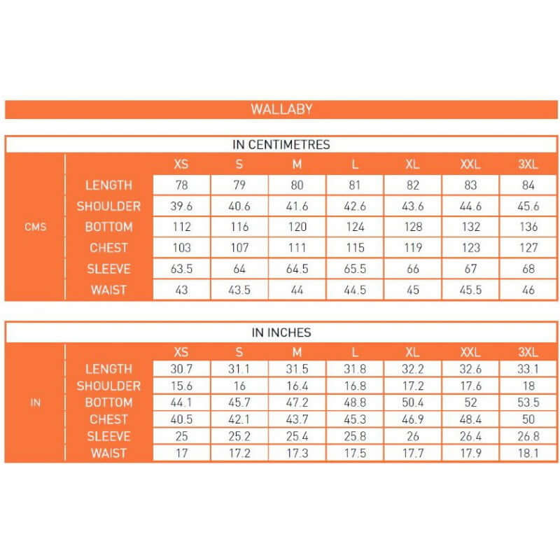 Size chart for Wombat & Co. London - Wallaby Baby Carrier Jacket - Forest Green & Beige | Babymaxi