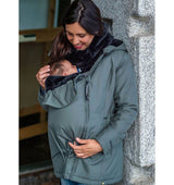Wombat & Co. London - Wallaby Babywearing Coat - Grey & Black with a mother holding a baby, stylish and versatile | Babymaxi