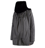 Wombat & Co. London - Wallaby Babywearing Coat - Grey & Black, versatile maternity coat with faux fur collar | Babymaxi