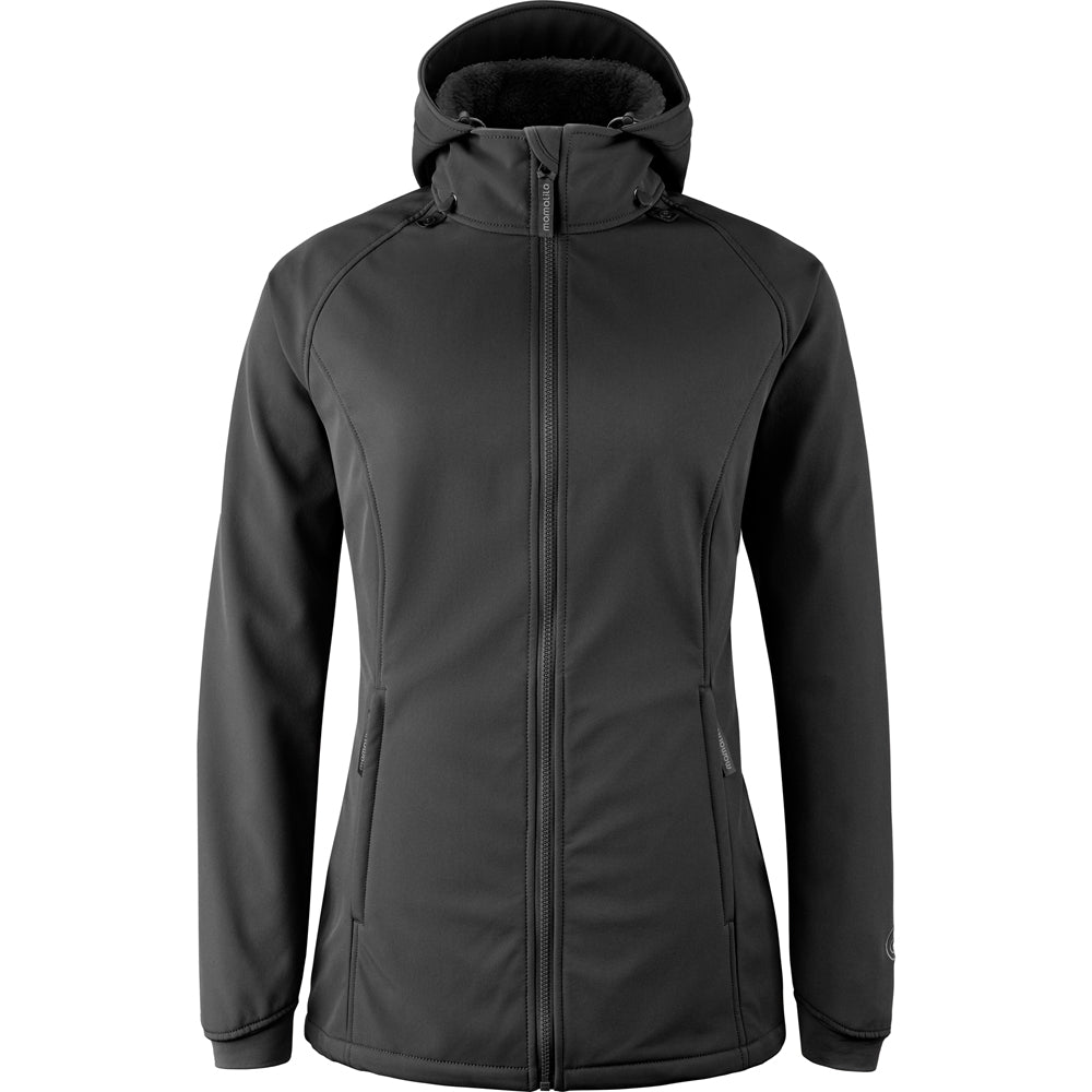 Mamalila Allrounder Winter softshell babywearing jacket in black, front view without inserts as an everyday winter jacket