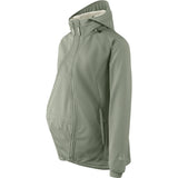 Mamalila Allrounder Winter maternity jacket in agave green, side view with the pregnancy insert zipped in